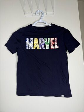 Gap Marvel Boys' Navy Graphic Tee - Marvel Logo